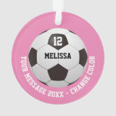 名前パーソナライズされた番号メッセージサッカーボール オーナメント (裏面)