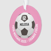 名前パーソナライズされた番号メッセージサッカーボール オーナメント (正面)