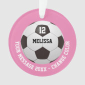 名前パーソナライズされた番号メッセージサッカーボール オーナメント (正面)