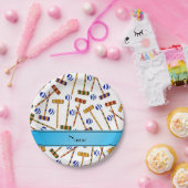 名前パーソナライズされた白いクロケー模様 ペーパープレート (パーティー)