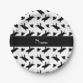 名前パーソナライズされた白いロデオ牛の乗馬パターン ペーパープレート (正面)