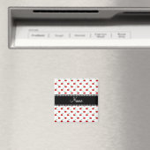 名前パーソナライズされた白さくらんぼパターン マグネット (インサイチュ (食洗機))