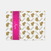 名前パーソナライズされた白金ゴールドハートママ愛 フリースブランケット (正面(横))