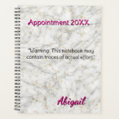 名前パーソナライズされた白金ゴールド大理石アポイントメント プランナー手帳 (正面)