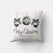 名前パーソナライズされた白黒クリスマス クッション (裏面)