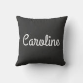 名前パーソナライズされた白黒スクリプト名モダン クッション (裏面)