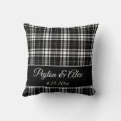名前パーソナライズされた白黒バッファローチェック クッション (裏面)