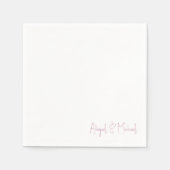 名前パーソナライズされた白&ピンク結婚のカクテル スタンダードカクテルナプキン (正面)