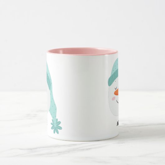 名前パーソナライズされた笑顔顔雪だるまhappy cute マグカップ (中央)