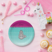 名前パーソナライズされた管理ターコイズバブル ペーパープレート (パーティー)