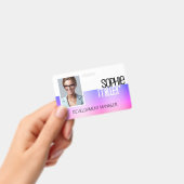 名前パーソナライズされた紫ピンクグラデーショントレンディー バッジ (手持ち)