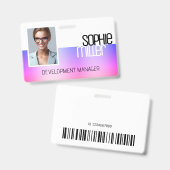 名前パーソナライズされた紫ピンクグラデーショントレンディー バッジ (表裏)