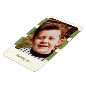 名前パーソナライズされた緑の写真を追加ストライプする マグネット (左側)