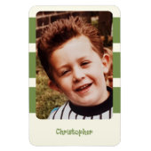 名前パーソナライズされた緑の写真を追加ストライプする マグネット (縦)