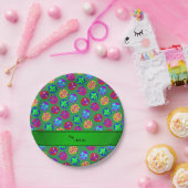 名前パーソナライズされた緑メキシコレスリングマスク ペーパープレート (パーティー)