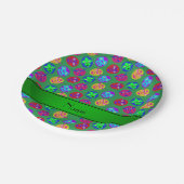 名前パーソナライズされた緑メキシコレスリングマスク ペーパープレート (アングル)