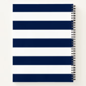 名前パーソナライズされた編集可能な色と白のストライプ ノートブック (裏面)
