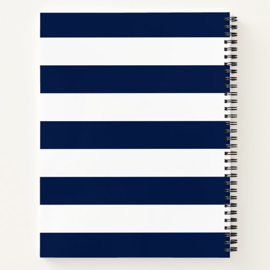 名前パーソナライズされた編集可能な色と白のストライプ ノートブック (裏面)
