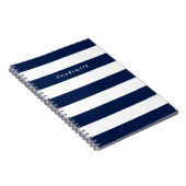 名前パーソナライズされた編集可能な色と白のストライプ ノートブック (右側)