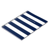 名前パーソナライズされた編集可能な色と白のストライプ ノートブック (左側)