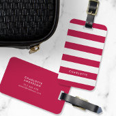 名前パーソナライズされた編集可能な色と白のストライプ ラゲッジタグ