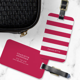 名前パーソナライズされた編集可能な色と白のストライプ ラゲッジタグ