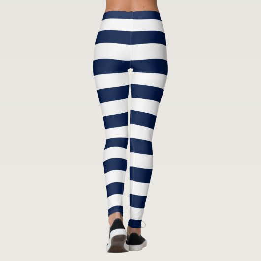 名前パーソナライズされた編集可能な色と白のストライプ レギンス (裏面)