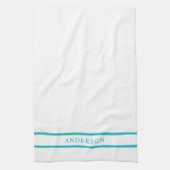 名前パーソナライズされた編集可能カラー二重ストライプ色 キッチンタオル (縦)