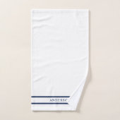 名前パーソナライズされた編集可能カラー二重ストライプ色 バスタオルセット (ハンドタオル)