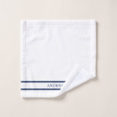 名前パーソナライズされた編集可能カラー二重ストライプ色 バスタオルセット (ウォッシュタオル)