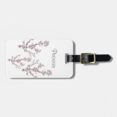 名前パーソナライズされた美しいさくらんぼ咲きピンク ラゲッジタグ (正面横)