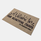 名前パーソナライズされた美しい混沌へようこそ ドアマット (アングル)