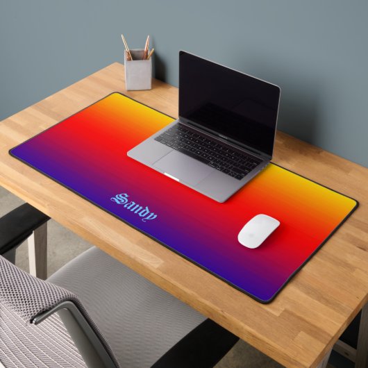 名前パーソナライズされた色数々のイエローオレンジブルー デスクマット (オフィス2)