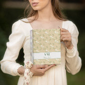 名前パーソナライズされた花パターンモノグラムエレガント ノートブック