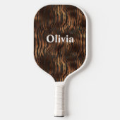 名前パーソナライズされた虎プリント白 ピックルボールラケット (裏面)
