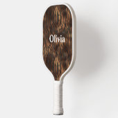 名前パーソナライズされた虎プリント白 ピックルボールラケット (左)