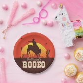 名前パーソナライズされた西カウボーイブルライダーロデオ ペーパープレート (パーティー)