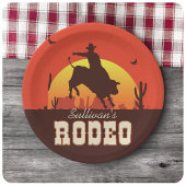 名前パーソナライズされた西カウボーイブルライダーロデオ ペーパープレート