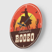 名前パーソナライズされた西カウボーイブルライダーロデオ ラージ壁時計 (傾斜)