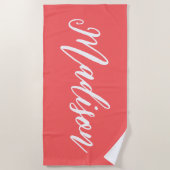 名前パーソナライズされた誕生日カスタムプールバケーション ビーチタオル (正面)