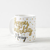 名前パーソナライズされた誕生日ガールマグ コーヒーマグカップ (正面左)