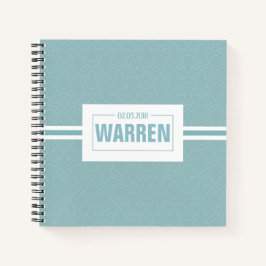 名前パーソナライズされた誕生日シンプルフローラストライプ ノートブック