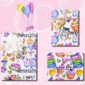 名前パーソナライズされた誕生日バルーンケーキギフト3 ラッピングペーパーシート