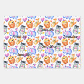 名前パーソナライズされた誕生日バルーンケーキギフト3 ラッピングペーパーシート (正面2)