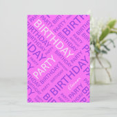 名前パーソナライズされた誕生日パーティーの招待ピンク 招待状 (スタンド正面)