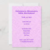 名前パーソナライズされた誕生日パーティーの招待ピンク 招待状 (裏面)