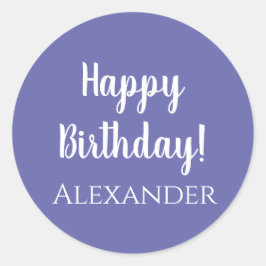 名前パーソナライズされた誕生日パープルハッピーバースデー ラウンドシール