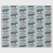 名前パーソナライズされた誕生日ヒッポタムスヒッポ ラッピングペーパー (フラット)