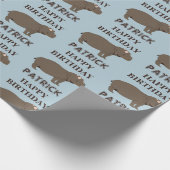 名前パーソナライズされた誕生日ヒッポタムスヒッポ ラッピングペーパー (角)