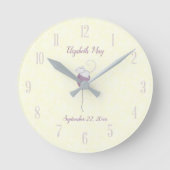 名前パーソナライズされた誕生日マウス浮動バルーン ラウンド壁時計 (正面)